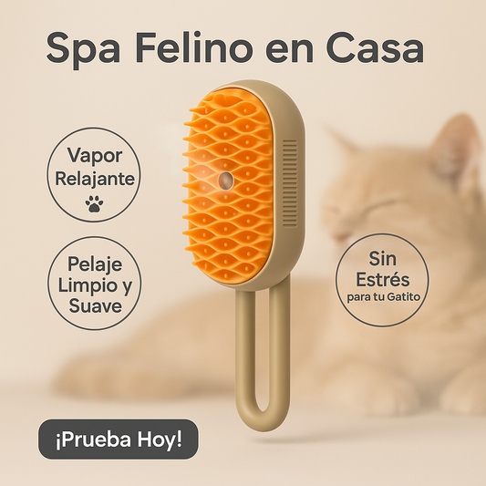 PurrSteam – Cepillo de Vapor Relax para Gatos y Mascotas